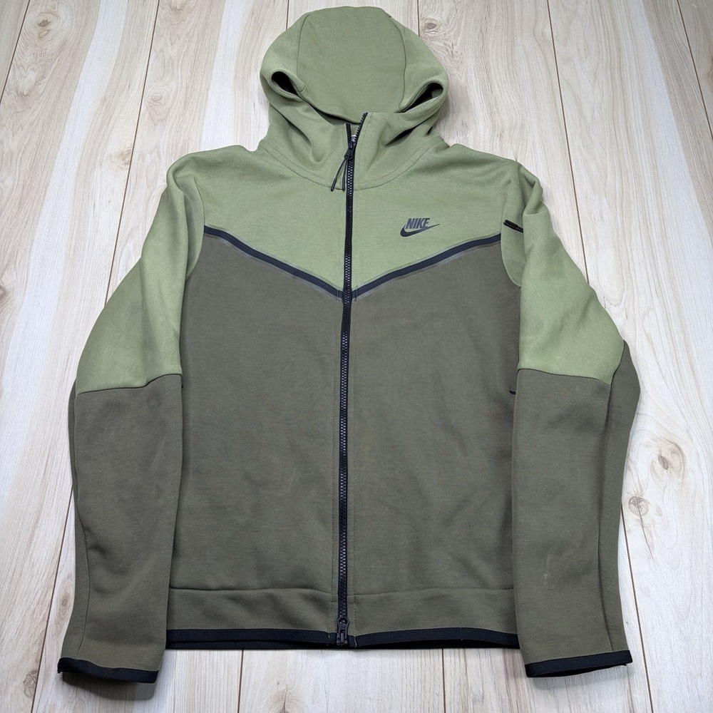 Nike Men's Tech Fleece Hoodie Full Zip Mens Med Alligator Olive Green CU4489-334